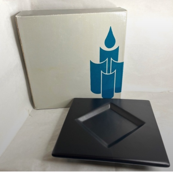 Vtg Partylite Time Square Decorative Square Ceramic Candle Holder Black P7355 - Picture 1 of 4